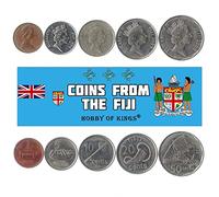 Fiji 5 Mixed Coins | 1-50 Cents | Fijian Currency Since 1969