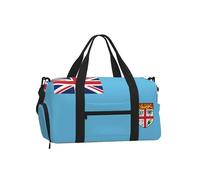 Fiji Flag Duffel Bag with Shoe Compartment - Lightweight Water-Resistant Holdall Gym Bag with Built-in Wet and Dry Separation Pouch