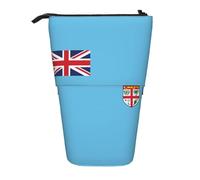 Fiji Flag Expandable Stand Pencil Pouch, Multi-Design Oxford Fabric, Adjustable Height, Multi-Use Cosmetic Bag