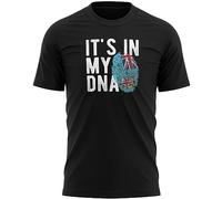 Fiji Flag Mens T Shirt Its in My DNA Fingerprint Tee Football Rugby World Top, L, Black