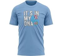 Fiji Flag Mens T Shirt Its in My DNA Fingerprint Tee Football Rugby World Top, XL, Sky Blue