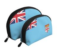 Fiji Flag Portable Bags Clutch Pouch.2-Piece Makeup Bag Set, Large & Small Travel Cosmetic Pouches