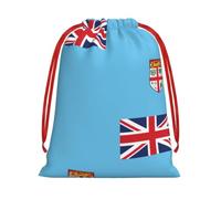Fiji Flag Print Drawstring Bags, Soft Plush Pouch Gift Bag, Christmas Favour Bags, Reusable Jewellery Storage Pouches for Party Wedding Candy Packaging Small