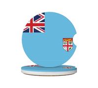 Fiji Flag Prints Ceramic car coasters (2-pack) absorb moisture, are non-slip and easy to clean for cars, trucks, and boats.