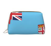 Fiji Flag Zipper Closure Leather Portable Waterproof Cosmetic Bag for Home Travel to Organize Toiletries Sundries