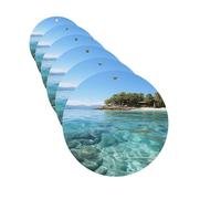 Fiji Island And Clear Sea Car Air Fresheners 6 Pcs Funny Hanging Car Air Fresheners Cute Long Lasting Scented Mirror Hanging Decoration Ornaments Gift Auto Interior Decor For Men Women Round Shape