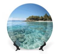 Fiji Island And Clear Sea Decorative Plate for Display with Vertical Stand Wall Decorative Plate for Home&Office Wall Decors