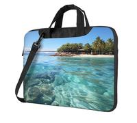 Fiji Island and Clear Sea Laptop Bag 13-15.6Inch, 360° Protective Laptop Sleeve Case Shockproof Messenger Shoulder Bag Waterproof Computer Case Carrying Cover Briefcases for Men Women