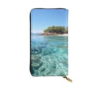Fiji Island and Clear Sea Leather Wallet for Women Long Coin Purse Ultra Slim Credit Cards Holder Bifold Clutch