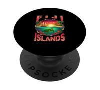 Fiji Islands Tropical Beach Sea Turtle Retro Vacation PopSockets Adhesive PopGrip