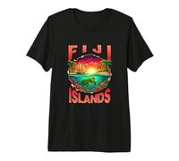 Fiji Islands Tropical Beach Sea Turtle Retro Vacation Premium T-Shirt
