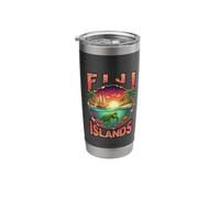 Fiji Islands Tropical Beach Sea Turtle Retro Vacation Stainless Steel Insulated Tumbler
