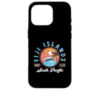 Fiji Islands Tropical Beach Sunset Palm Tree And Wave Retro Case for iPhone 16 Pro