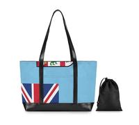 Fijian National Flag Official Fiji Island Classy Laptop Purse with Zipper Large Tote for Travel with Tablet maletines para mujer