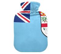Fijian National Flag Official Fiji Island Water Bottle for Hot Water with Soft Cover, 1L Hot Water Bag for Period Cramps
