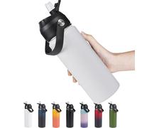 Fijinhom 18oz Insulated Stainless Steel Water Bottle, Wide Mouth Double Wall Vacuum, Silicone Straw, Sweat & Leak Proof, BPA Free Insulated Water Flask for Travel, Keep Cold 24h Hot 12h, White