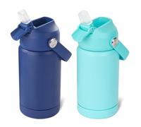 Fijinhom Kids Water Bottle, 360ml/12oz, Stainless Steel Insulated Water Bottle with Straw, Vacuum Leakproof, Kids Water Bottles for School Boys Girls,BPA Free,Blue + Green 2 Piece Set