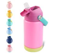 Fijinhom Kids Water Bottle, 360ml/12oz, Stainless Steel Insulated Water Bottle with Straw, Vacuum Leakproof, Kids Water Bottles for School Boys Girls, Keep Drinks Hot Cold,BPA Free,Rose Red