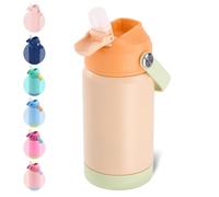 Fijinhom Kids Water Bottle, 360ml/12oz, Stainless Steel Insulated Water Bottle with Straw, Vacuum Leakproof, Kids Water Bottles for School Boys Girls, Keep Drinks Hot Cold,BPA Free,Soft Coral
