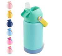 Fijinhom Kids Water Bottle, 360ml/12oz, Stainless Steel Insulated Water Bottle with Straw, Vacuum Leakproof, Kids Water Bottles for School Boys Girls, Keep Drinks Hot Cold,BPA Free,Twilight Green
