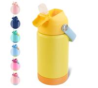 Fijinhom Kids Water Bottle, 360ml/12oz, Stainless Steel Insulated Water Bottle with Straw, Vacuum Leakproof, Kids Water Bottles for School Boys Girls, Keep Drinks Hot Cold,BPA Free,Yellow