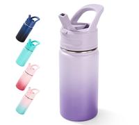 Fijinhom Kids Water Bottle for School, 360ml/12oz, Toddler Water Bottles with Straws, Stainless Steel Vacuum Insulated Water Bottles for Boys&Girls, Leak-Proof, BPA-Free,Gradient Purple