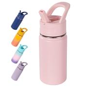 Fijinhom Kids Water Bottle for School, 360ml/12oz, Toddler Water Bottles with Straws, Stainless Steel Vacuum Insulated Water Bottles for Boys&Girls, Leak-Proof, BPA-Free,Pink