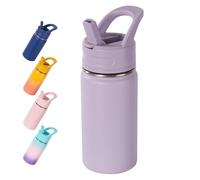 Fijinhom Kids Water Bottle for School, 360ml/12oz, Toddler Water Bottles with Straws, Stainless Steel Vacuum Insulated Water Bottles for Boys&Girls, Leak-Proof, BPA-Free,Purple