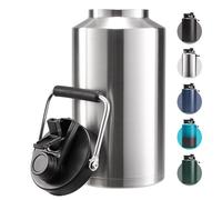 Fijinhom One Gallon Insulated Water Bottle for Travel: 2-in-1 Straw and Spout Lid, Keep Cold 24Hrs, Leakproof, 128oz Water Jug With Handle, Vacuum Stainless Steel for Sports, Hiking, Trip(Stainless)