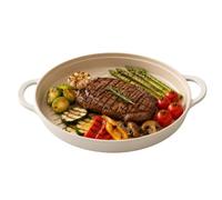 FIKA 10-Inch Round BBQ Grill Pan, Nonstick Ceramic Coated Griddle with Handles, Oven Safe Grill Skillet for Steak, Fish & Vegetables, Induction Compatible Cookware for All Cooktops, Made in Korea