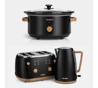 Fika Black 6.5L Slow Cooker, Kettle & 4 Slice Toaster Set