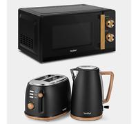Fika Black Microwave, Kettle & 2 Slice Toaster Set