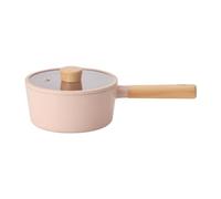 FIKA Kitchen Cooking Essential 1.7QT Sauce Pan with Lid, Nonstick Ceramic Coating Saucepot with Wood Handle, Induction Compatible Cookware, Soup, Stew, Noodle, Boiling Pot, Made in Korea (7" / 18cm)