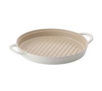 FIKA Kitchen Nonstick 10-Inch BBQ Grill Pan, Griddle with Handle, Healthy Cooking Frying Barbeque Skillet, Induction Compatible Cookware, Oven Safe, Made in Korea (10" Round)