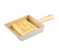 FIKA Kitchen Nonstick 6-Inch Rectangular Tamagoyaki Pan, Wooden Handle, Induction Compatible, Healthy Cooking, Made in Korea