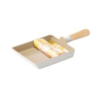 FIKA Kitchen Nonstick 6-Inch Rectangle Tamagoyaki Egg Roll Pan with Wooden Handle, Japanese Omelette Frying Skillet, Induction Compatible Cookware, Healthy Cooking Tamago Pan, Made in Korea (15cm)