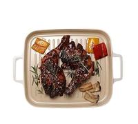 FIKA Kitchen Nonstick BBQ Grill Pan with Handle, Healthy Cooking Ceramic Coating Griddle Pan, Induction Compatible Barbeque Skillet, Dishwasher & Oven Safe, Made in Korea (11" X 9.8")
