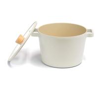 Fika NEOFLAM FIKA Deep Stock Pot for Stovetops and Induction | Glass Lid with Wood Knob | Made in Korea (8.7in / 4.9qt)