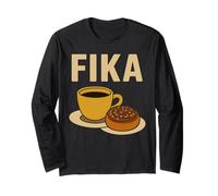 Fika Swedish Tradition Coffee And Cinnamon Bun Long Sleeve T-Shirt