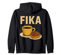 Fika Swedish Tradition Coffee And Cinnamon Bun Zip Hoodie