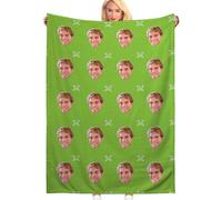 FIKCIK Custom Photo Blanket Personalized Pet Face Throw Blanket, Soft Personalized Gift for Mum Dad Dog Cat Puppy