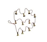 FIKIMOS Decorative String of 11 Metal Vintage Indian Style Fair Trade Wall Hanging Bells Brass Colour 108 x 2 cm