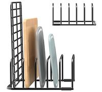 Fikoksol Cutting Board Organizer, [1-Pack] Cutting Board Holder Rack Baking Cookie Pan Sheets Cooling Small Racks Storage Stand for Kitchen Cabinet Countertop Bakeware Storage Organizer Metal Black