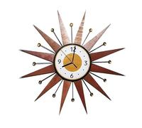 fikujap 24 Inch Metal Sunburst Mid Century Wall Clock Battery Operated, Silent Mordern Art Deco Large Retro Wall Clocks for Living Room Kitchen Office,B