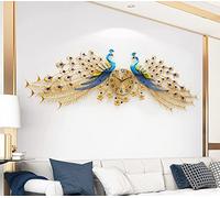 fikujap Metal peacock clock, living room wall clock, silent wall decoration clock