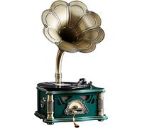 fikujap Vintage Gramophone, Living Room, European Style Nostalgic Ornaments, American Style Vinyl Record Player, Old Style Phonograph, Creative Bluetooth Sound,Green