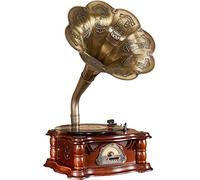 fikujap Vintage Gramophone, Living Room, European Style Nostalgic Ornaments, American Style Vinyl Record Player, Old Style Phonograph, Creative Bluetooth Sound,Brown