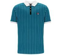 Fila Classic Vintage Striped Polo Shirt - deep lagoon/ gardenia / black