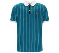 Fila Classic Vintage Striped Polo Shirt - deep lagoon/ gardenia / black