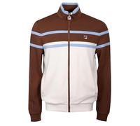 FILA Giovanni Contrast Panels Track Top Jacket, Brown and Cream with Blue Stripes (UK, Alpha, L, Regular, Regular, Gardenia/Cappucino/Frozen Fjord)